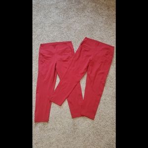 Lot of Two Pairs Women's ZYIA Crop Leggings Light & Tight Size 8-10 Deep Red